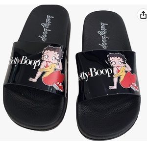 Betty Boop Black Slide Sandals, NWT